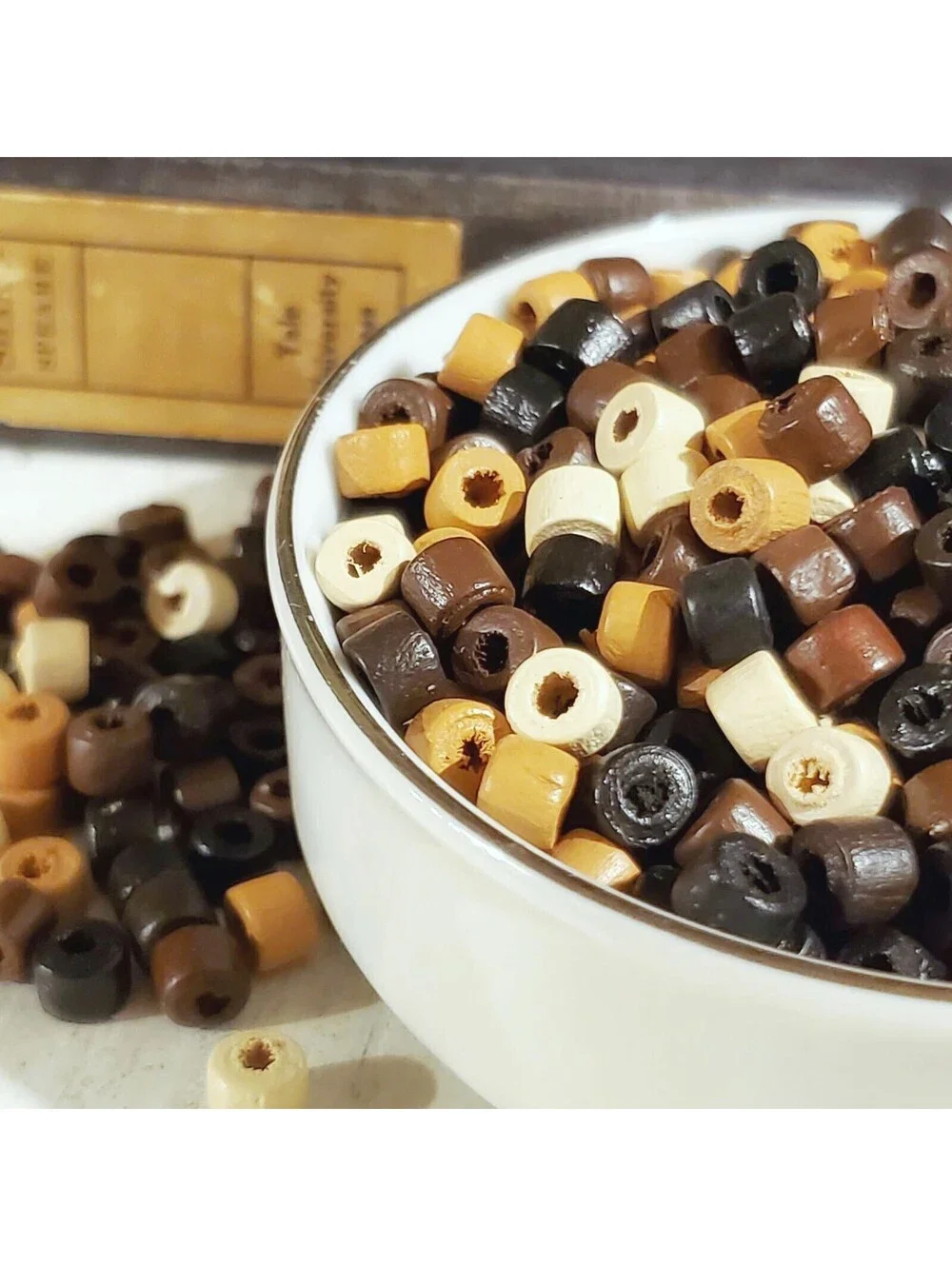 Bulk Lot Sustainable Round Heishi Wood Beads 5x4mm Brown Black Tan White 100 pcs